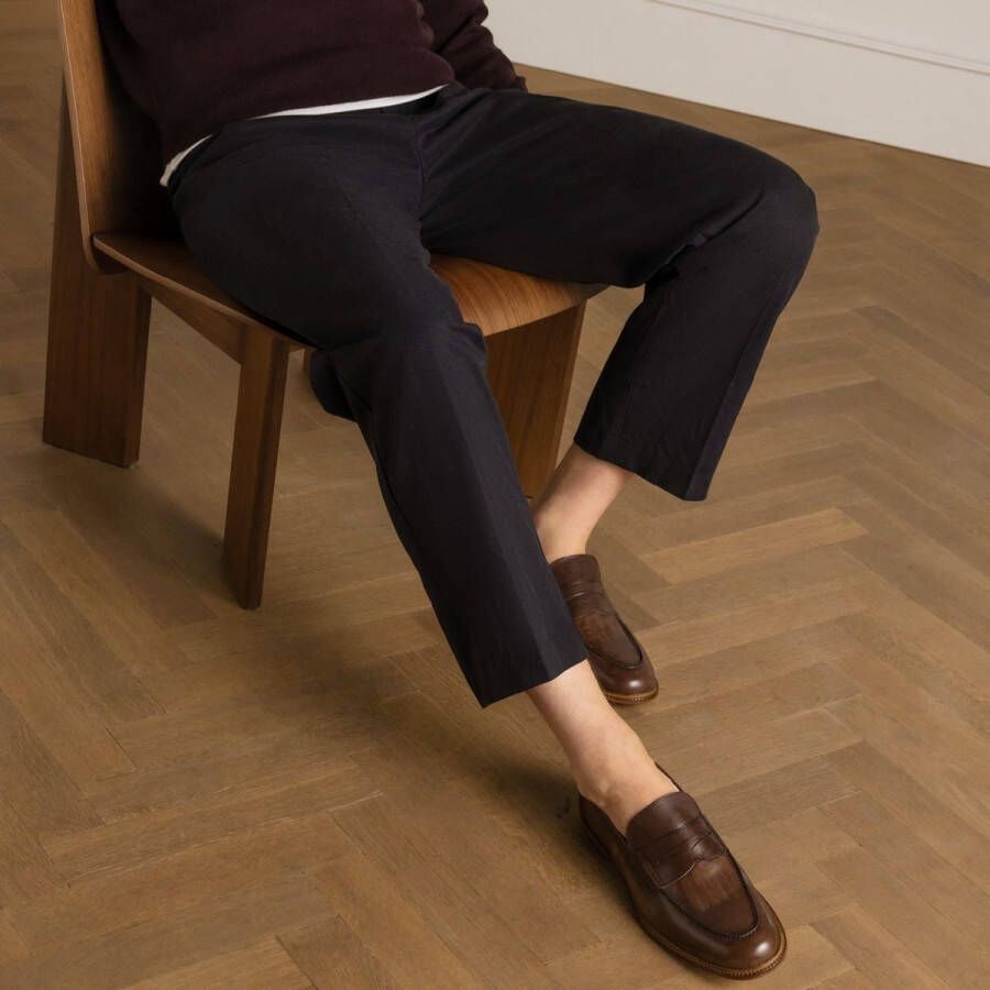 Black Label Heren Bruine leren Loafers - Foto 1