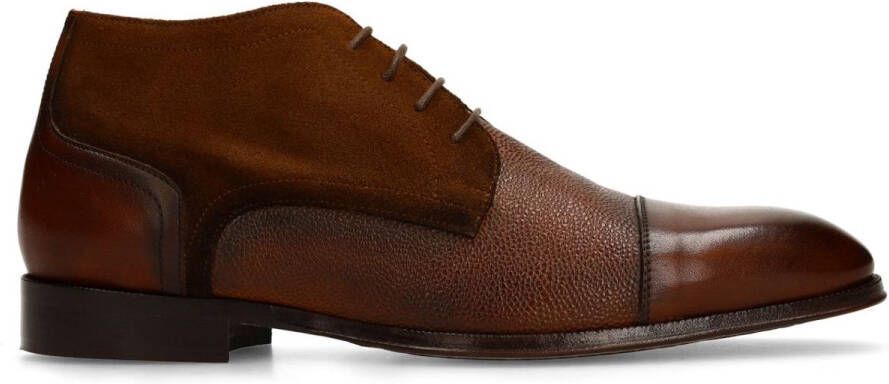 Black Label Heren Bruine leren veterschoenen met suède zijkanten