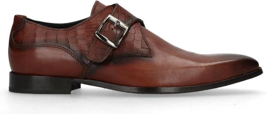 Black Label Heren Cognac gespschoenen van leer
