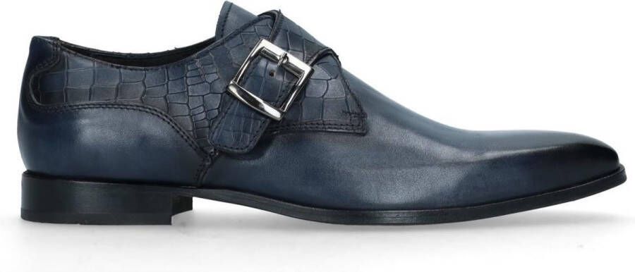 Black Label Heren Donkerblauwe gespschoenen van leer