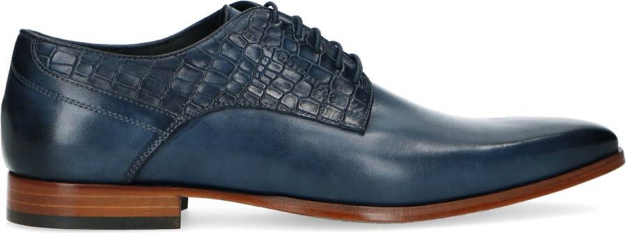 Black Label Heren Donkerblauwe leren veterschoenen