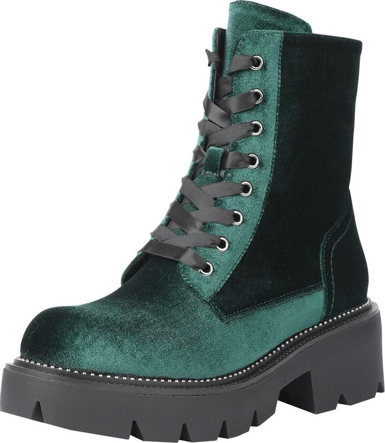 Black Premium by EMP smaragdgroene fluwelen enkellaarsjes met studs Dames