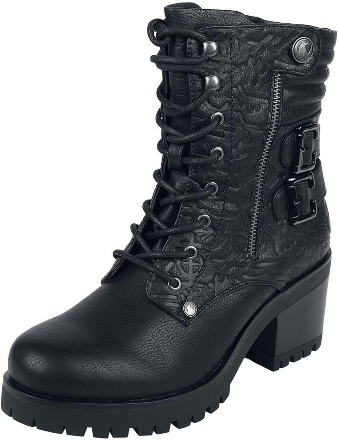 Black Premium by EMP zwarte veterlaars met twee decoratieve gespen Dames