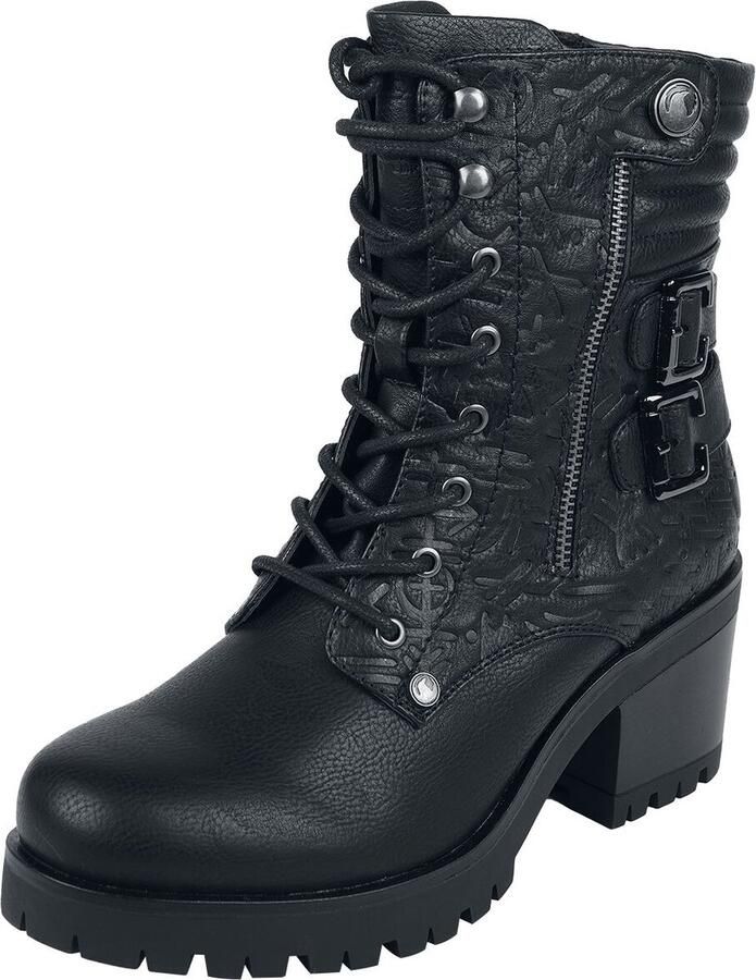 Black Premium by EMP zwarte veterlaars met twee decoratieve gespen Dames