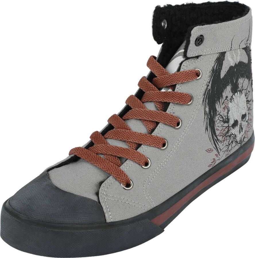 Black Premium by EMP grijze sneaker met doodshoofd en raafprint op de zijkant Unisex