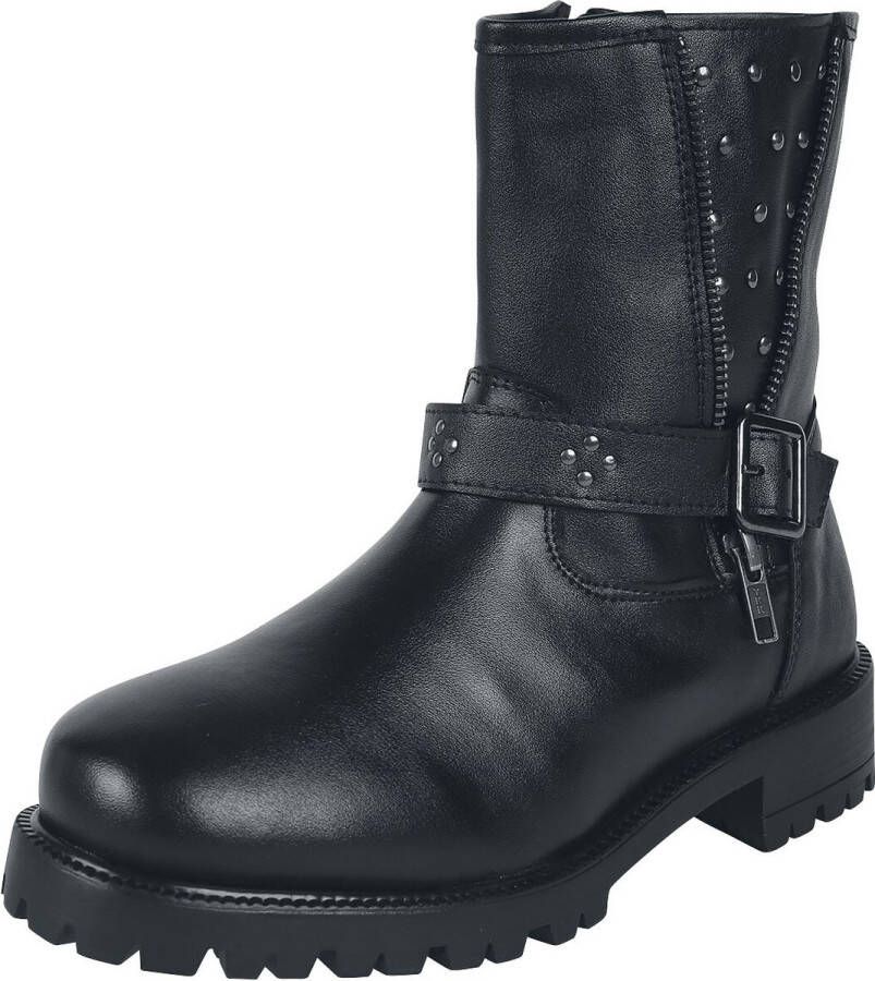 Black Premium by EMP zwarte bikerboots met gespen en platte klinknagels Vrouwen