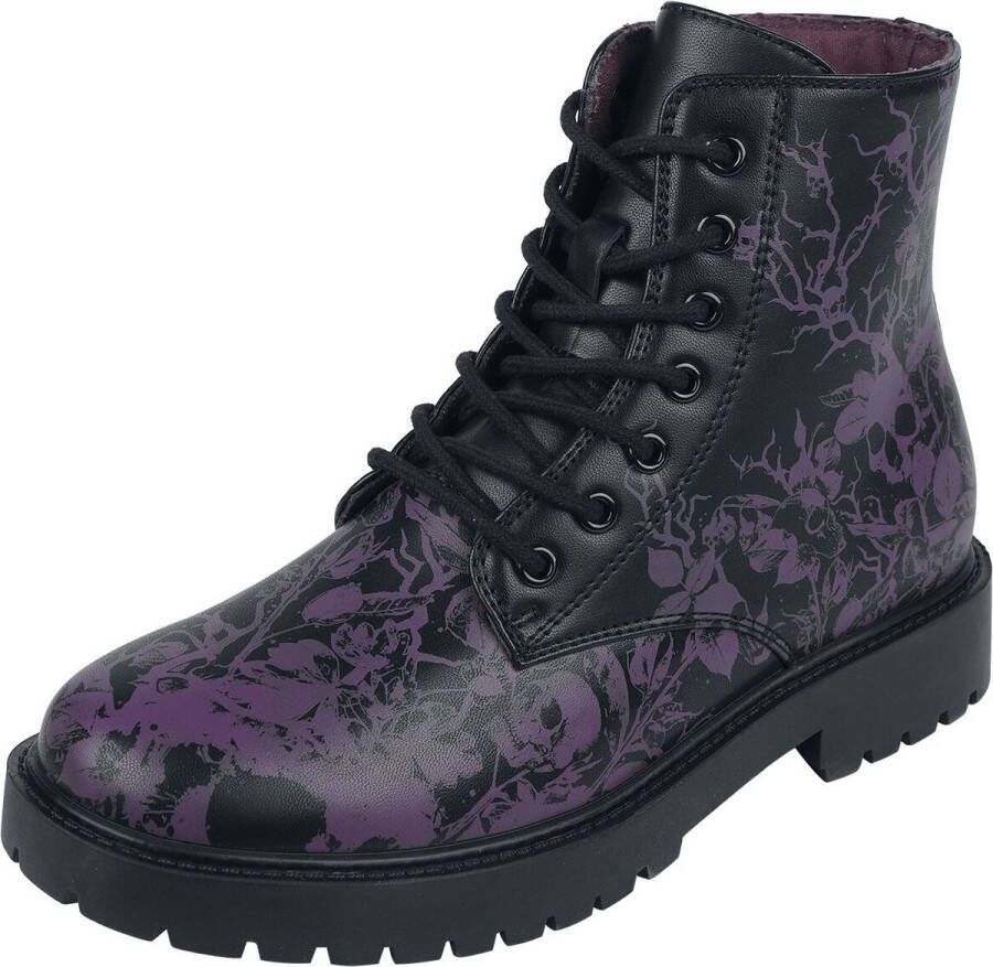 Black Premium by EMP zwarte laarzen met allover print Dames