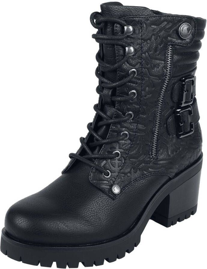Black Premium by EMP zwarte veterlaars met twee decoratieve gespen Dames
