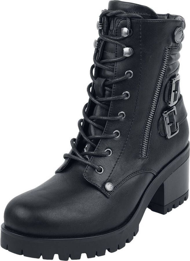 Black Premium by EMP Zwarte veterlaarzen met gespen en hak Vrouwen