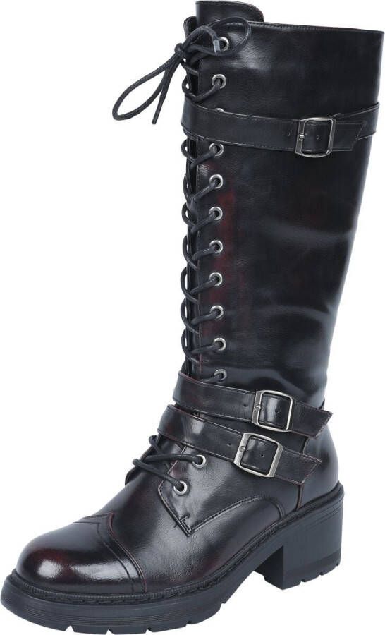 Black Premium by EMP Zwart rode hoge laarzen met hak Vrouwen