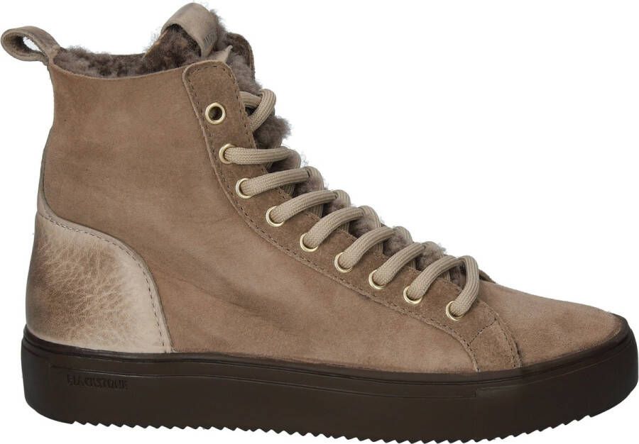 Blackstone Premium Leren Sneaker met Schapenvacht Voering Brown Dames