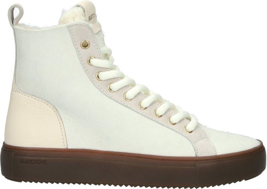 Blackstone Premium Leren Sneaker met Schapenvacht Voering White Dames