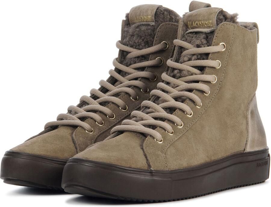 Blackstone Premium Leren Sneaker met Schapenvacht Voering Brown Dames - Foto 3