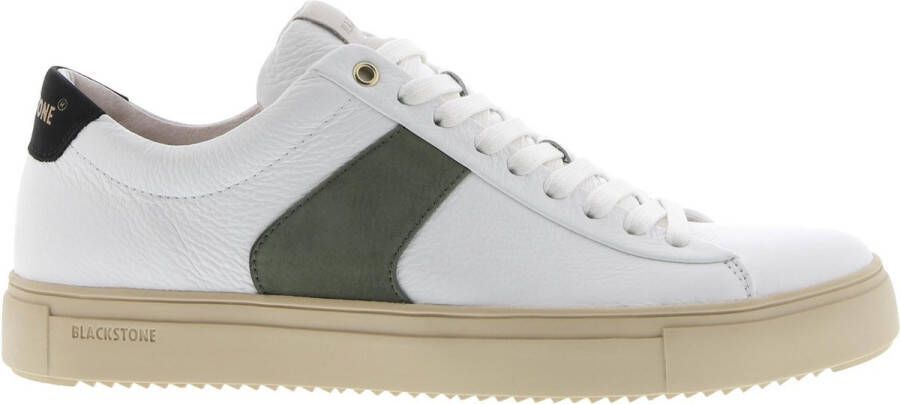 Blackstone Vg09 White Dark Green Lage Sneaker Wit Heren