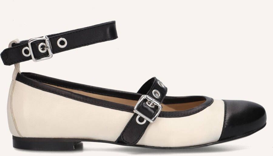 Blasz Beige Leren Ballerina met Zwarte Gesp - Foto 2