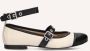 Blasz Beige Leren Ballerina met Zwarte Gesp - Thumbnail 2