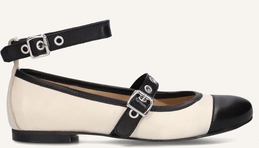 Blasz Beige Leren Ballerina met Zwarte Gesp - Foto 2
