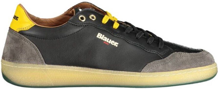 Blauer Heren Sportieve Zwarte Sneakers met Contrastdetails Black Heren
