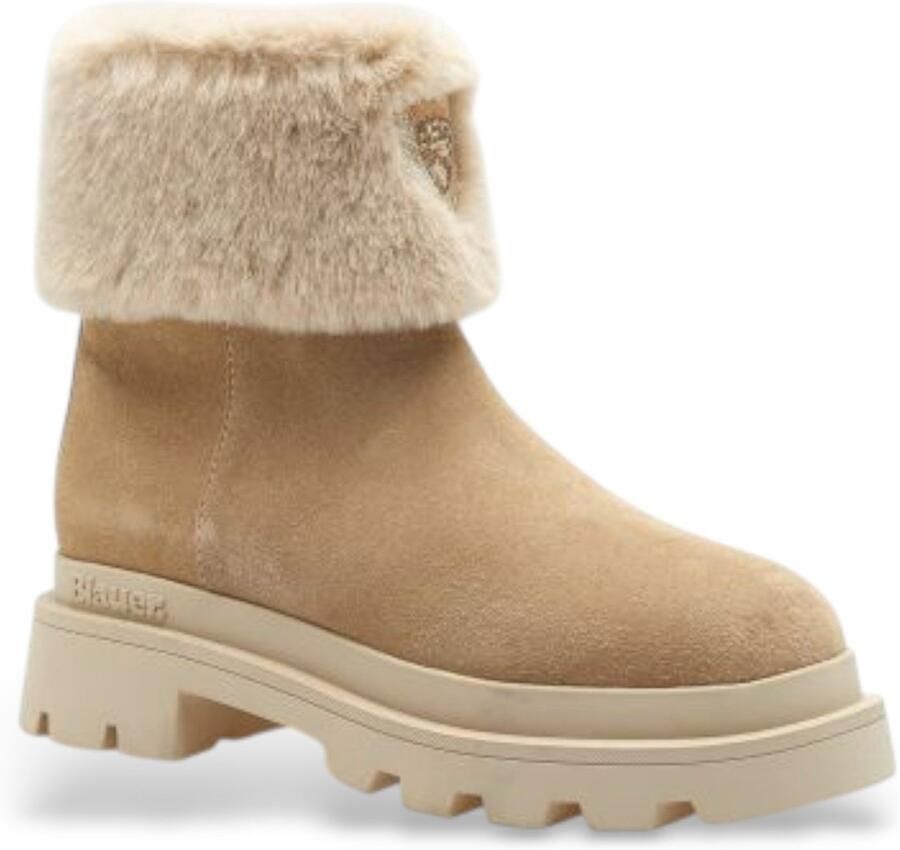 Blauer Beige Suède Bontgevoerde Winterlaarzen