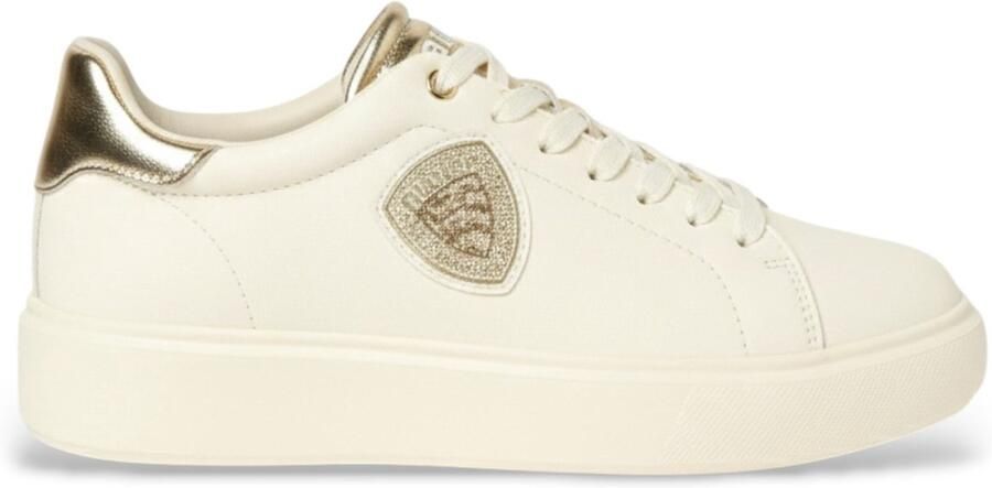 Blauer Leren sneakers Venus wit goud