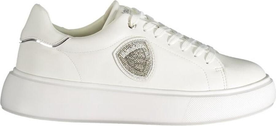 Blauer Witte Polyester Sneaker met Sportieve Details White Dames