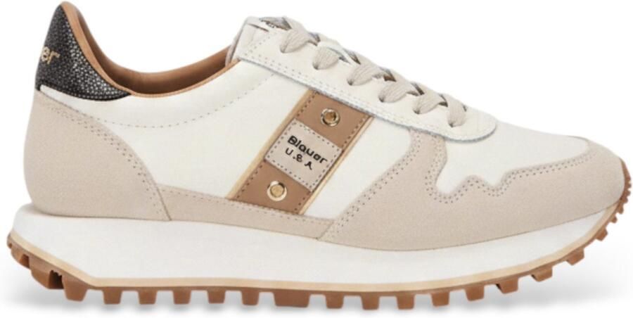 BLAUER Lage Sneakers Dames Millen03 Maat: 39 Materiaal: Leer Kleur: Wit