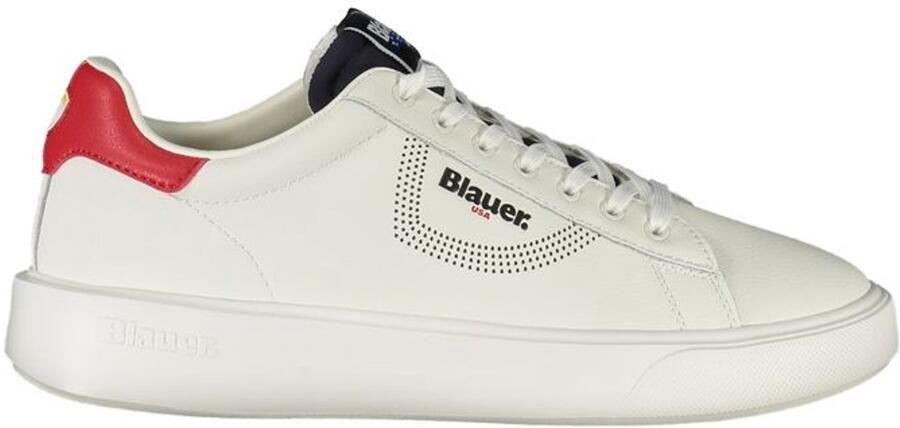 Blauer Witte Leren Heren Sneaker Urban Chic