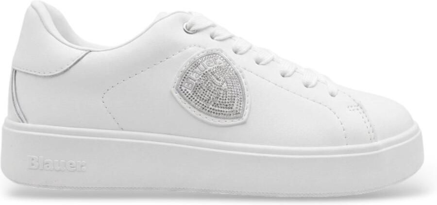 Blauer Victory sneakers van wit leer