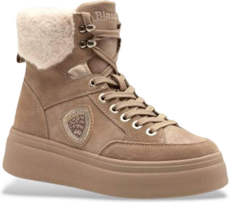 Blauer Emery beige leren enkellaarsjes