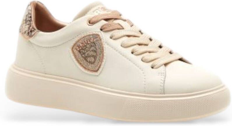 Blauer Python Print Lage Profiel Sneakers