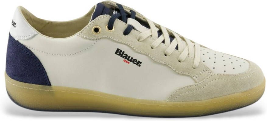 Blauer Leren sneakers Murray01 gebroken wit