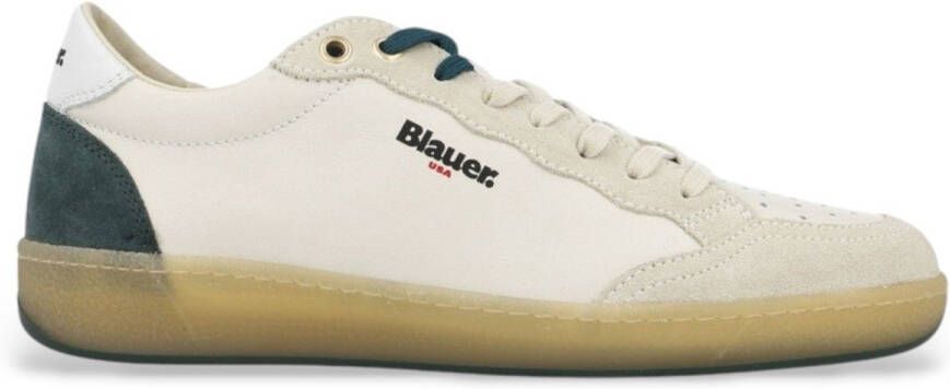Blauer Leren sneakers Murray01 gebroken wit