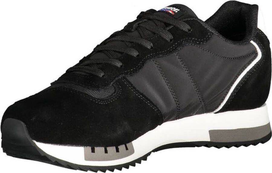 Blauer Sportieve Zwarte Sneakers voor Heren met Contrastdetails Black Heren