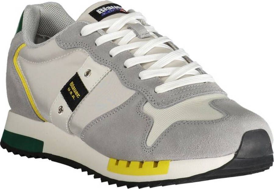 Blauer Sportieve Grijze Sneaker met Contrastdetails Multicolor Heren