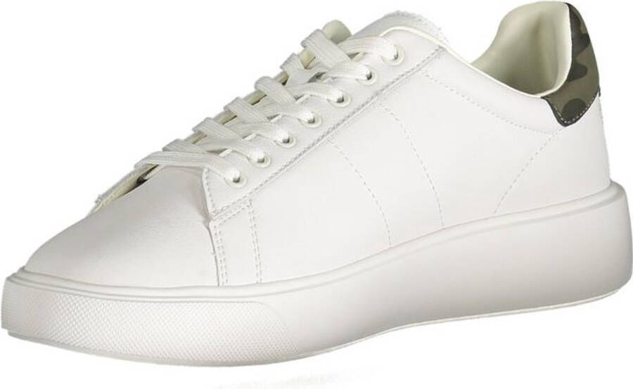 Blauer Stijlvolle Witte Polyester Sneaker White Heren