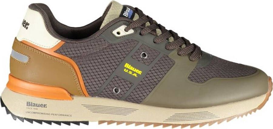 Blauer Polyester Vetersneaker Met Contrasterende Details En Logo