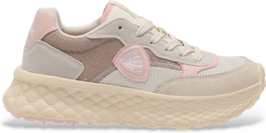 Blauer Suède Dames Sneakers met Hoge Rubberen Zool