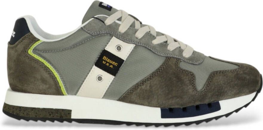 Blauer Lage sneakers van suède en stof