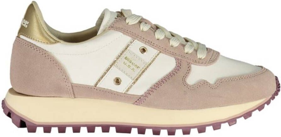 Blauer Witte Polyester Dames Sneaker Voor Urban Chic