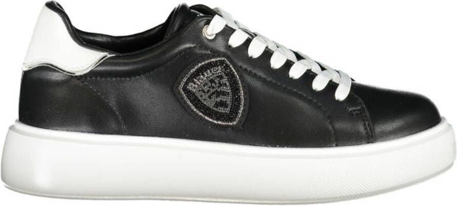 Blauer Glinsterende Leren Sneaker met Verwijderbare Binnenzool