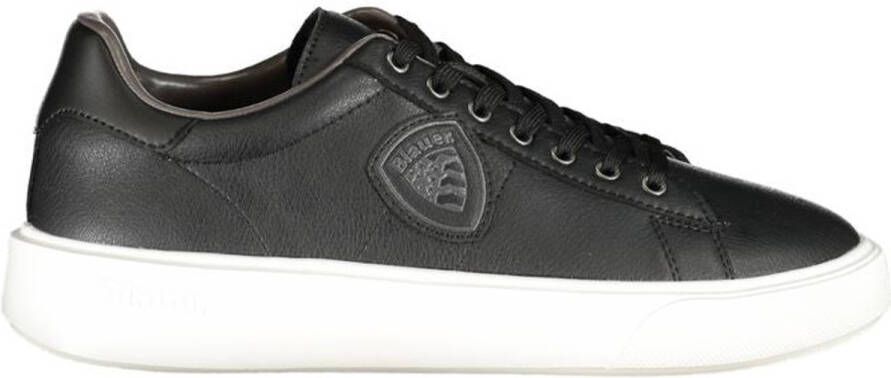 Blauer Zwarte Leren Sneakers Voor Heren Met Stijl