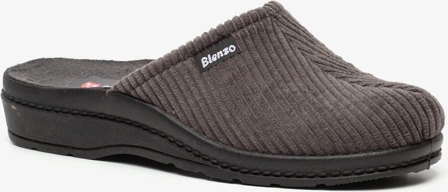 Blenzo heren pantoffels ribstof grijs Sloffen