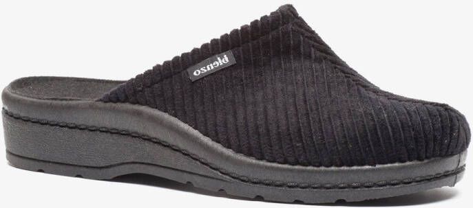 blenzo heren pantoffels ribstof zwart Sloffen