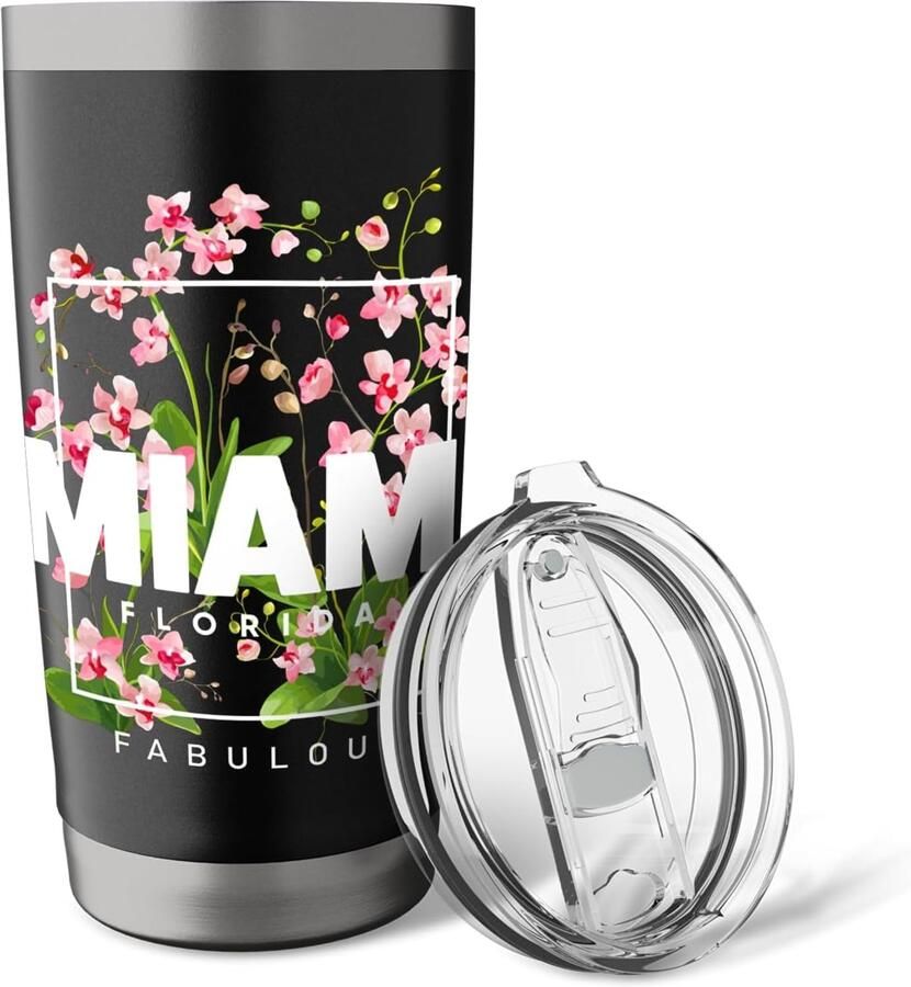 Bloemen tropische vakantie beker met dubbele wand