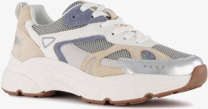 BLUE BOX Blue Bos dames dad sneakers beige zilver Uitneembare zool
