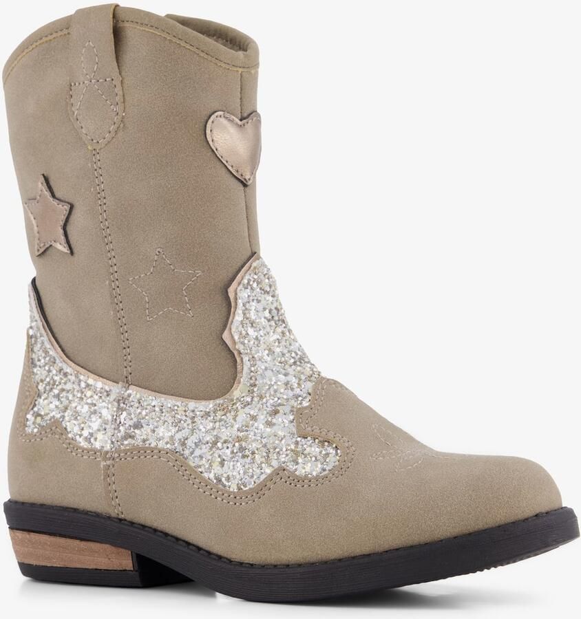 BLUE BOX Bleu Box meisjes cowboy western boots met glitters beige