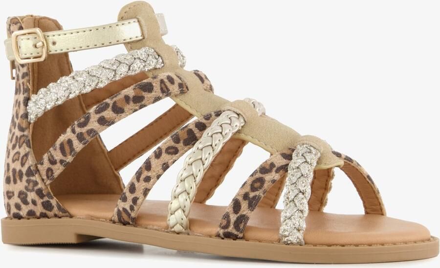 BLUE BOX Blue Bos meisjes sandalen met panterprint en glitters bruin