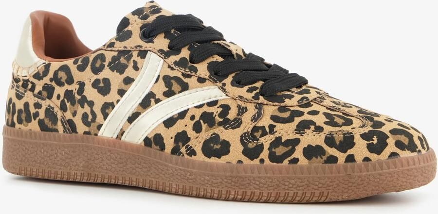 BLUE BOX bruine dames sneakers met luipaardprint Uitneembare zool