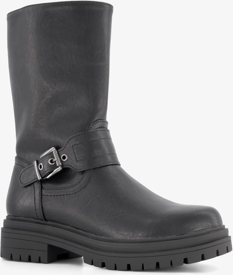 BLUE BOX dames biker boots met gesp zwart