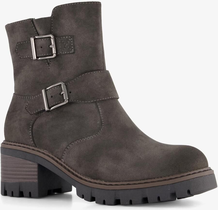 BLUE BOX dames biker boots met hak grijs